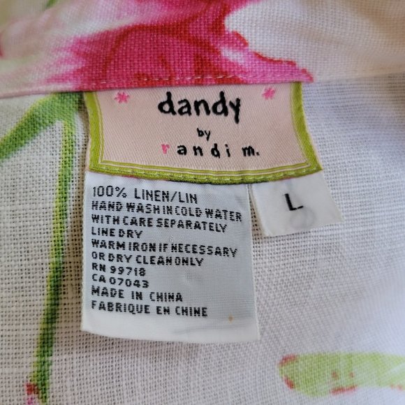 Dandy by Randi M. White Pink Floral Linen Pants Oufit Set Large L - Picture 6 of 6